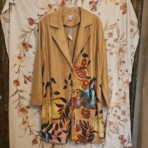 Chico's Tan Floral Trench Coat NEW WITH TAGS SIZE 4